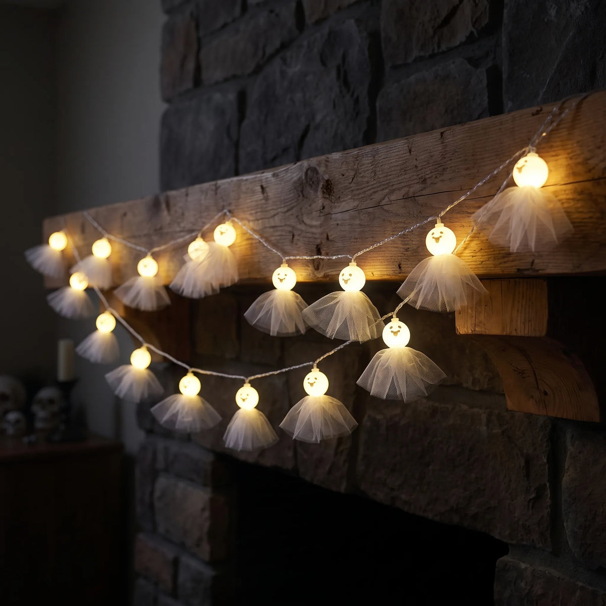 Halloween Ghost String Lights Battery Operated Warm White