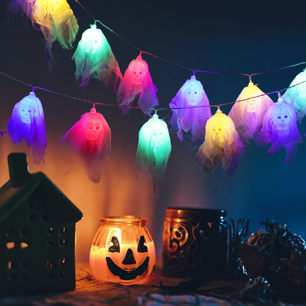 Halloween Ghost String Lights Multicoloured Battery Operated