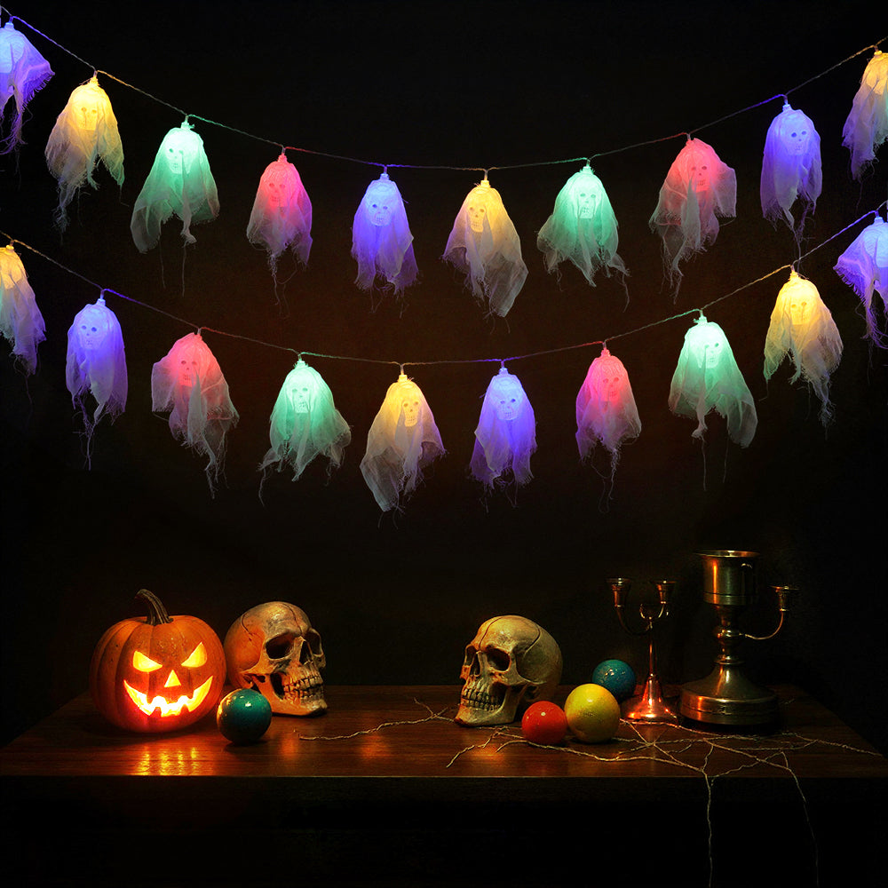 Halloween Ghost String Lights Multicoloured Battery Operated