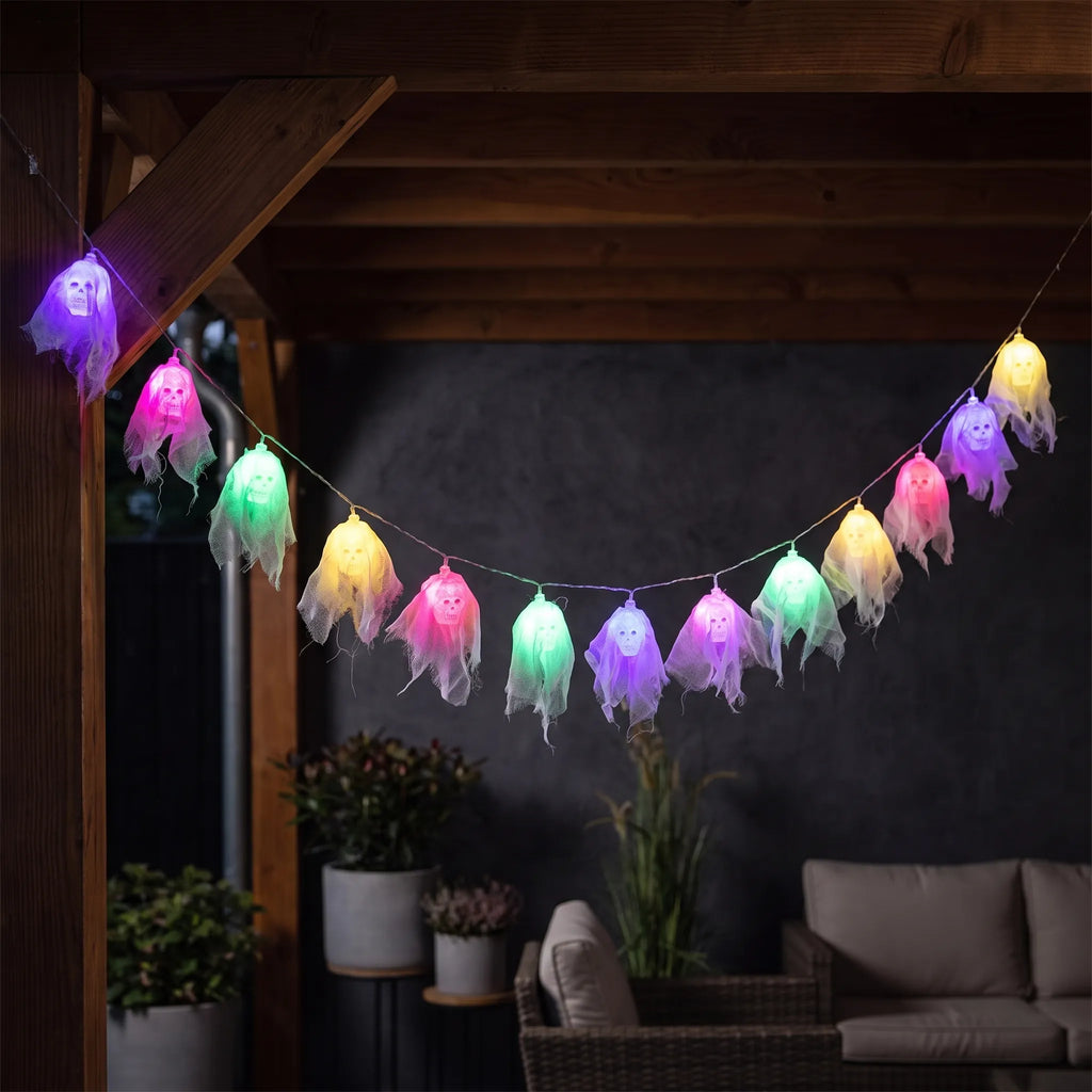 Halloween Ghost String Lights Multicoloured Battery Operated