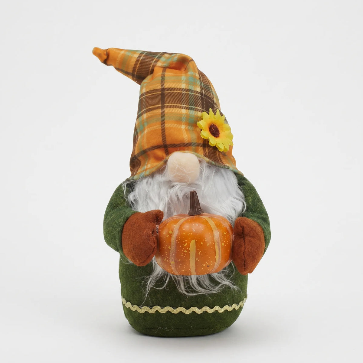 Halloween Gnome Decoration with Plaid Hat and Pumpkin 34cm