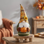 Halloween Gnome Decoration with Plaid Hat and Pumpkin 34cm