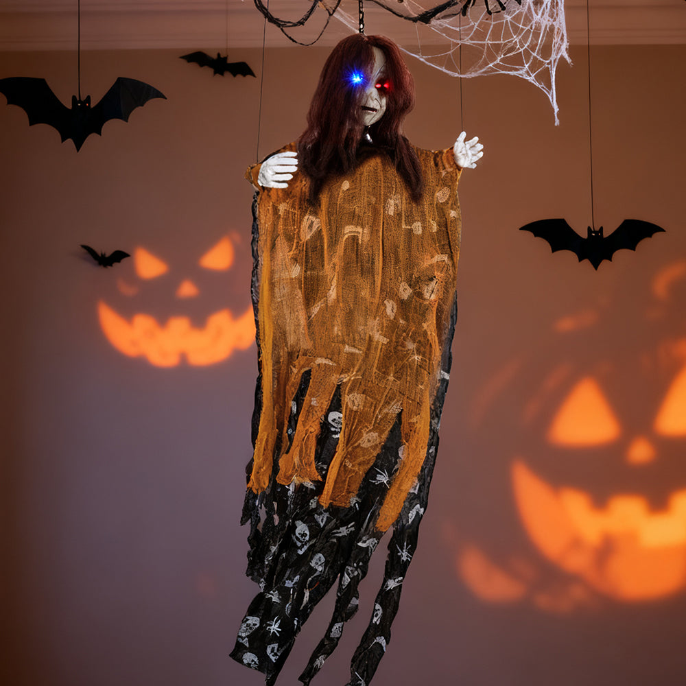 Halloween Hanging Ghost Scary Outdoor Decor with Light Up Eyes