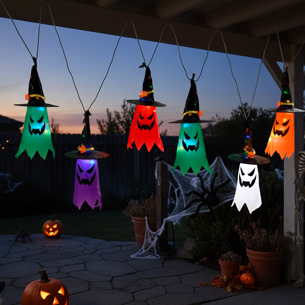 Halloween Hanging Ghost Witch Light Up Outdoor Decor 40cm