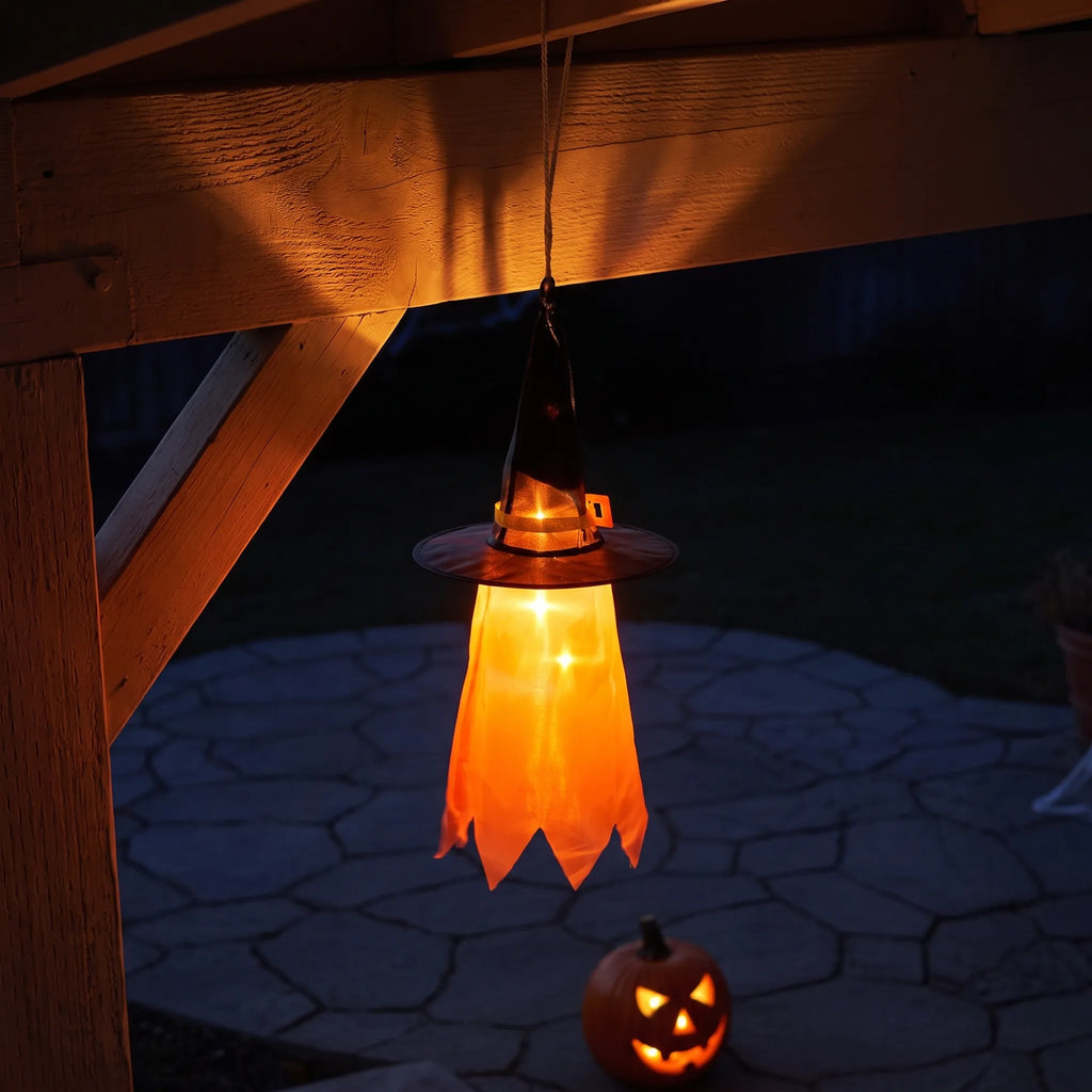 Halloween Hanging Ghost Witch Light Up Outdoor Decor 40cm