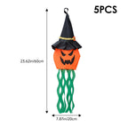 Halloween Hanging Pumpkin Witch Decoration Set of 5 with LED Lights