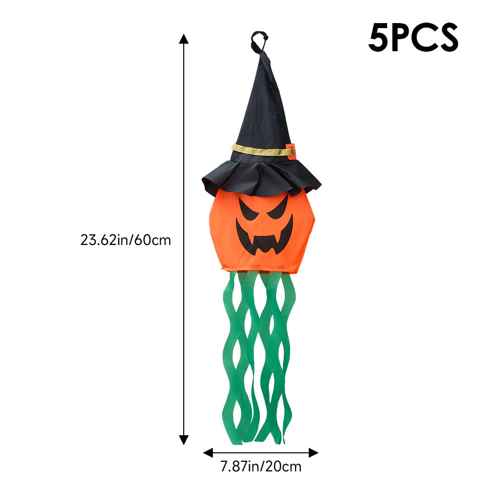 Halloween Hanging Pumpkin Witch Decoration Set of 5 with LED Lights