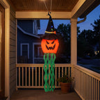 Halloween Hanging Pumpkin Witch Decoration Set of 5 with LED Lights