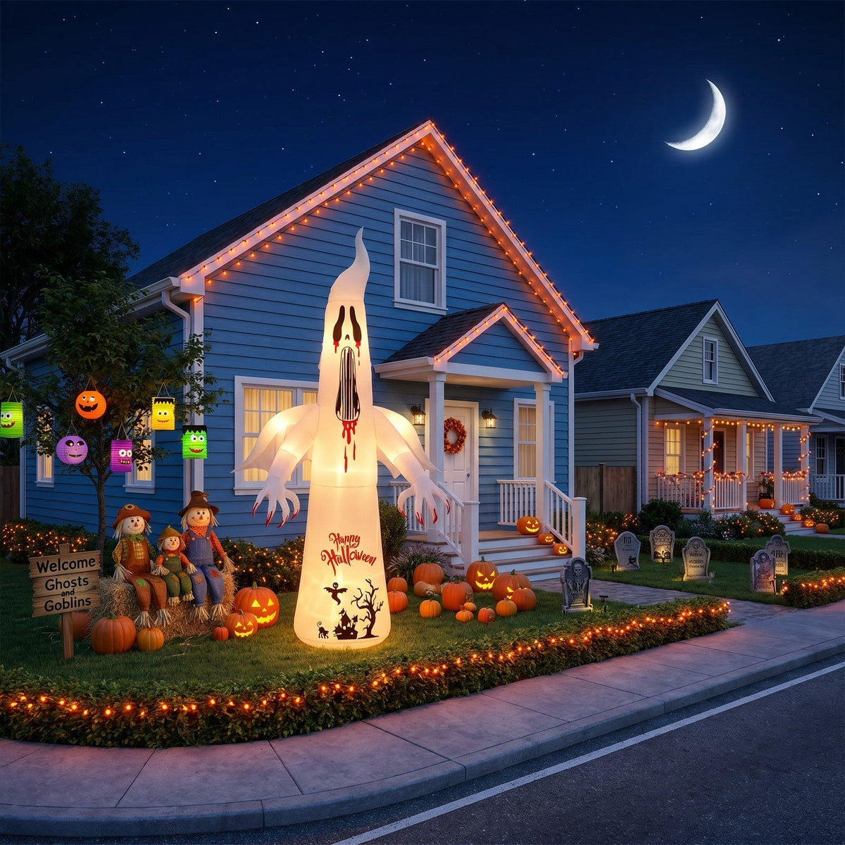 Halloween Inflatable Ghost Giant Light Up Garden Decor 10ft