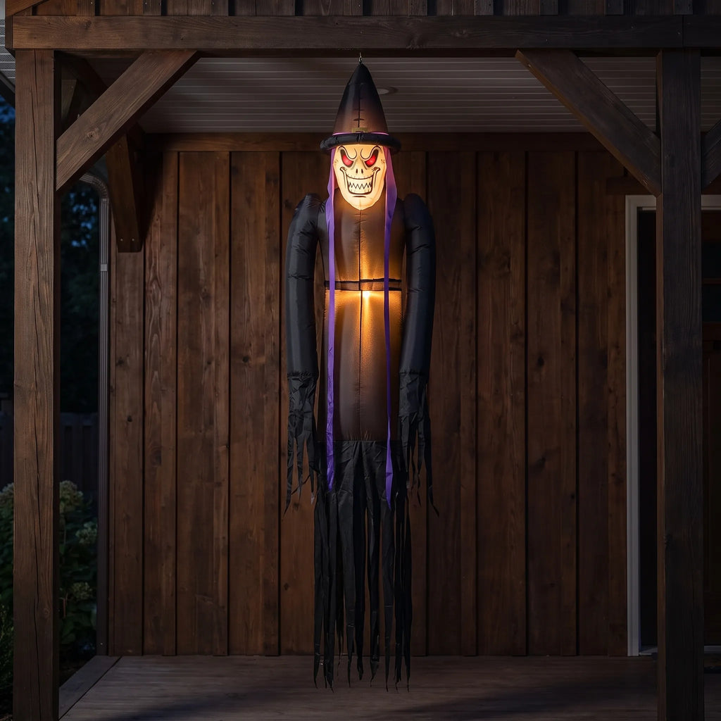Halloween Inflatable Hanging Witch Light Up Outdoor Decor 182cm