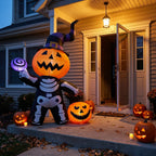 Halloween Inflatable Pumpkin Skeleton Outdoor Garden Decor LED 240cm