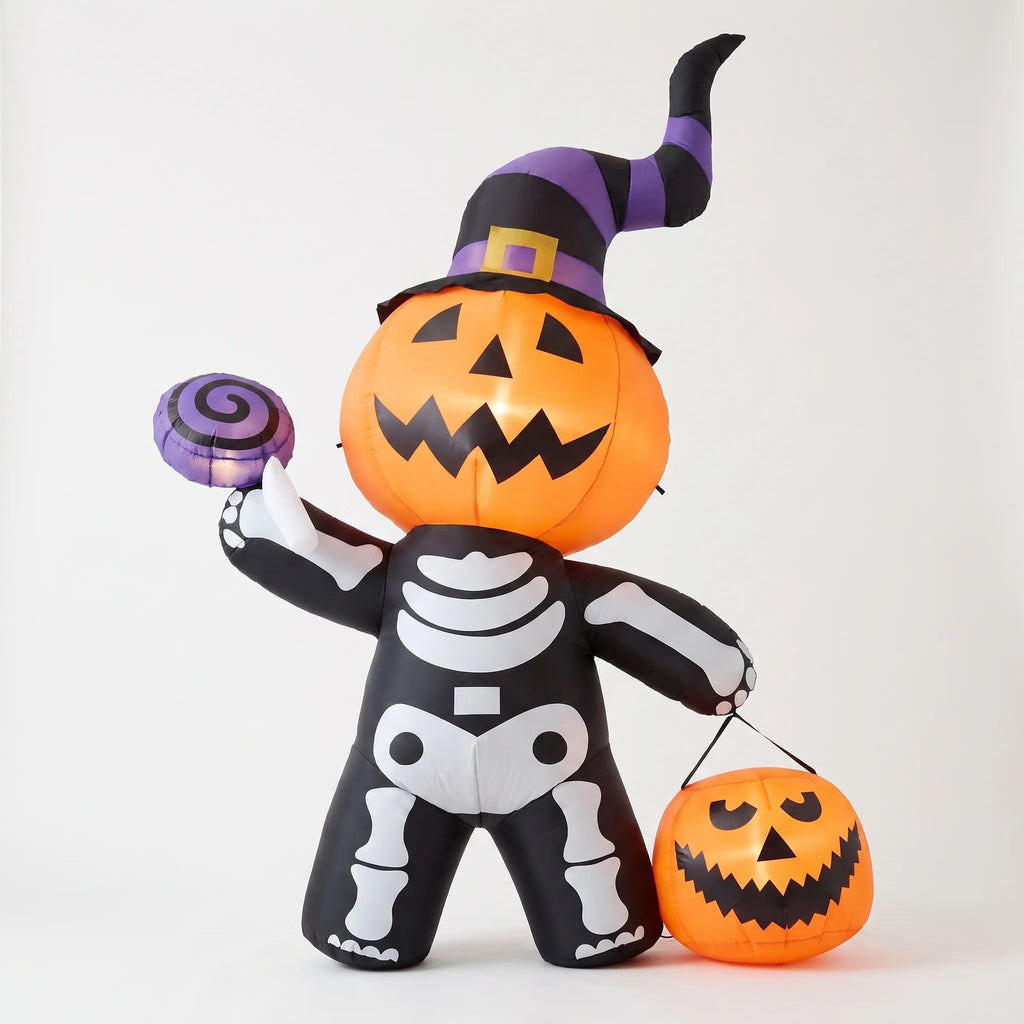 Halloween Inflatable Pumpkin Skeleton Outdoor Garden Decor LED 240cm