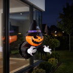 Halloween Inflatable Pumpkin Witch Window Decor with LED Lights