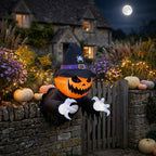 Halloween Inflatable Pumpkin Witch Window Decor with LED Lights