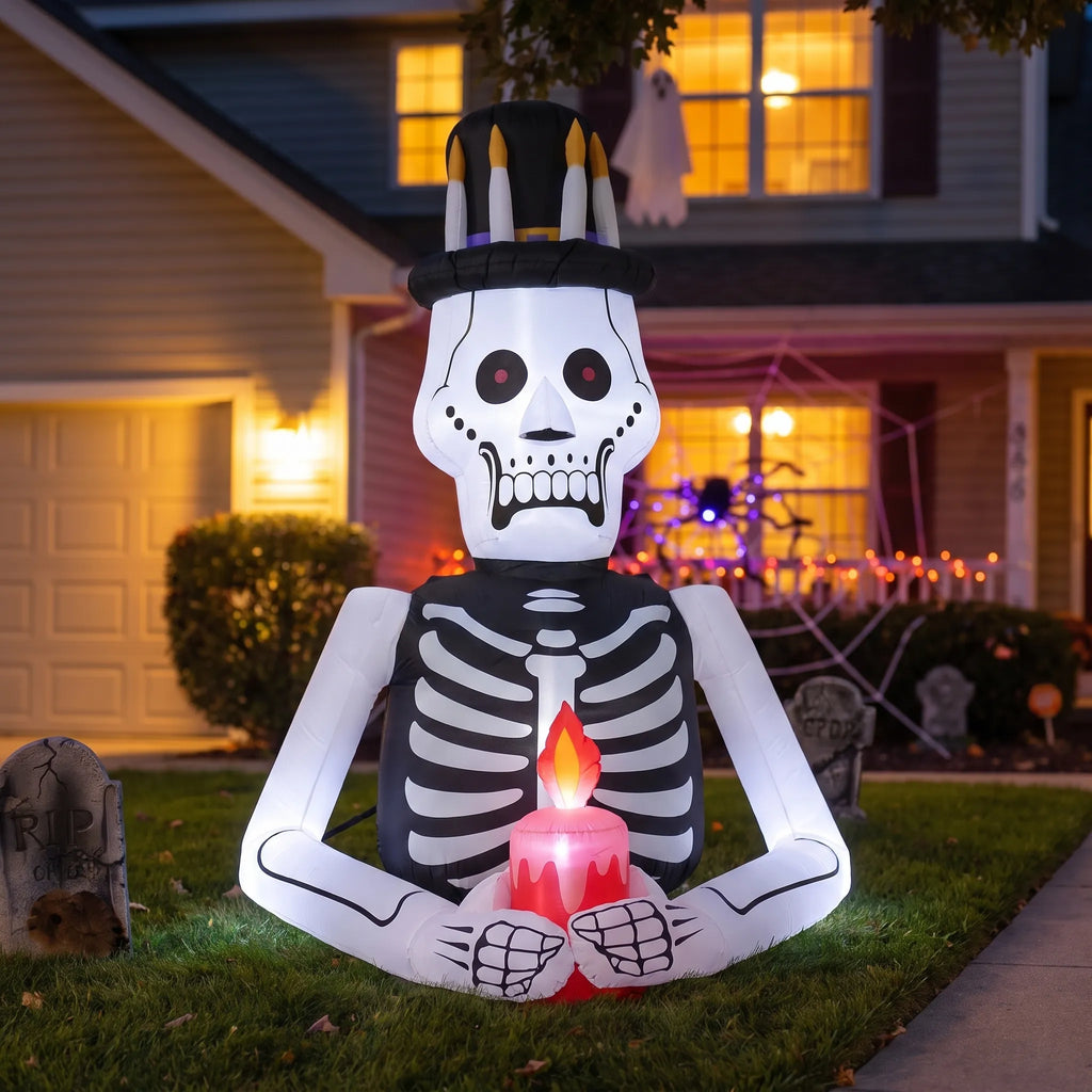 Halloween Inflatable Skeleton Light Up Outdoor Garden Decor 190cm