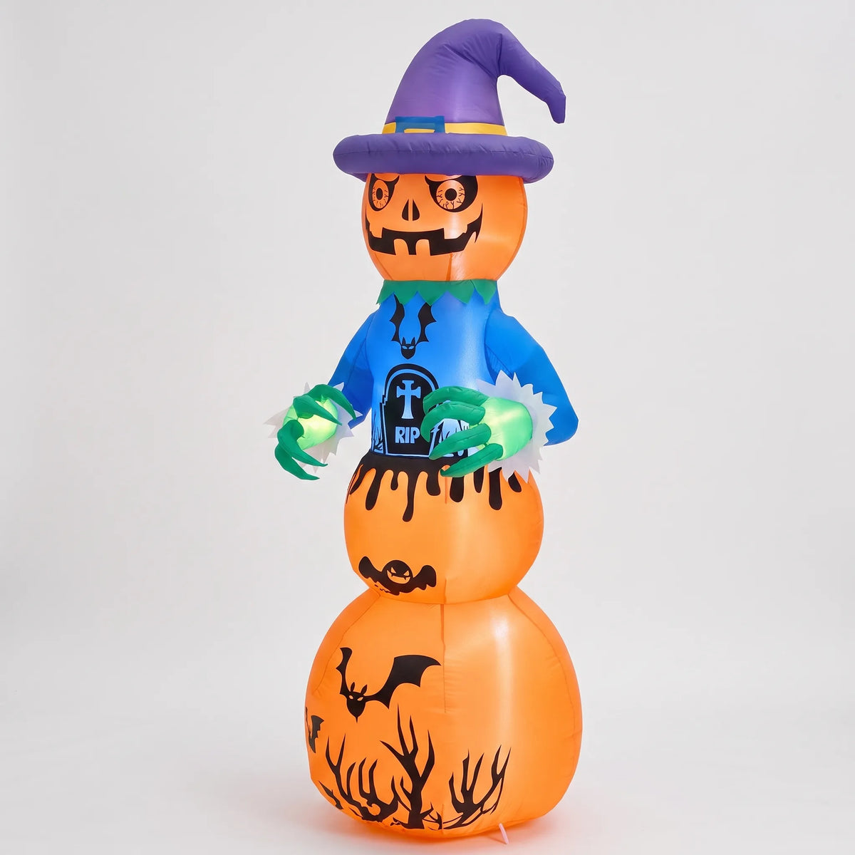 Halloween Inflatable Stacked Pumpkin Witch Outdoor Garden Decor