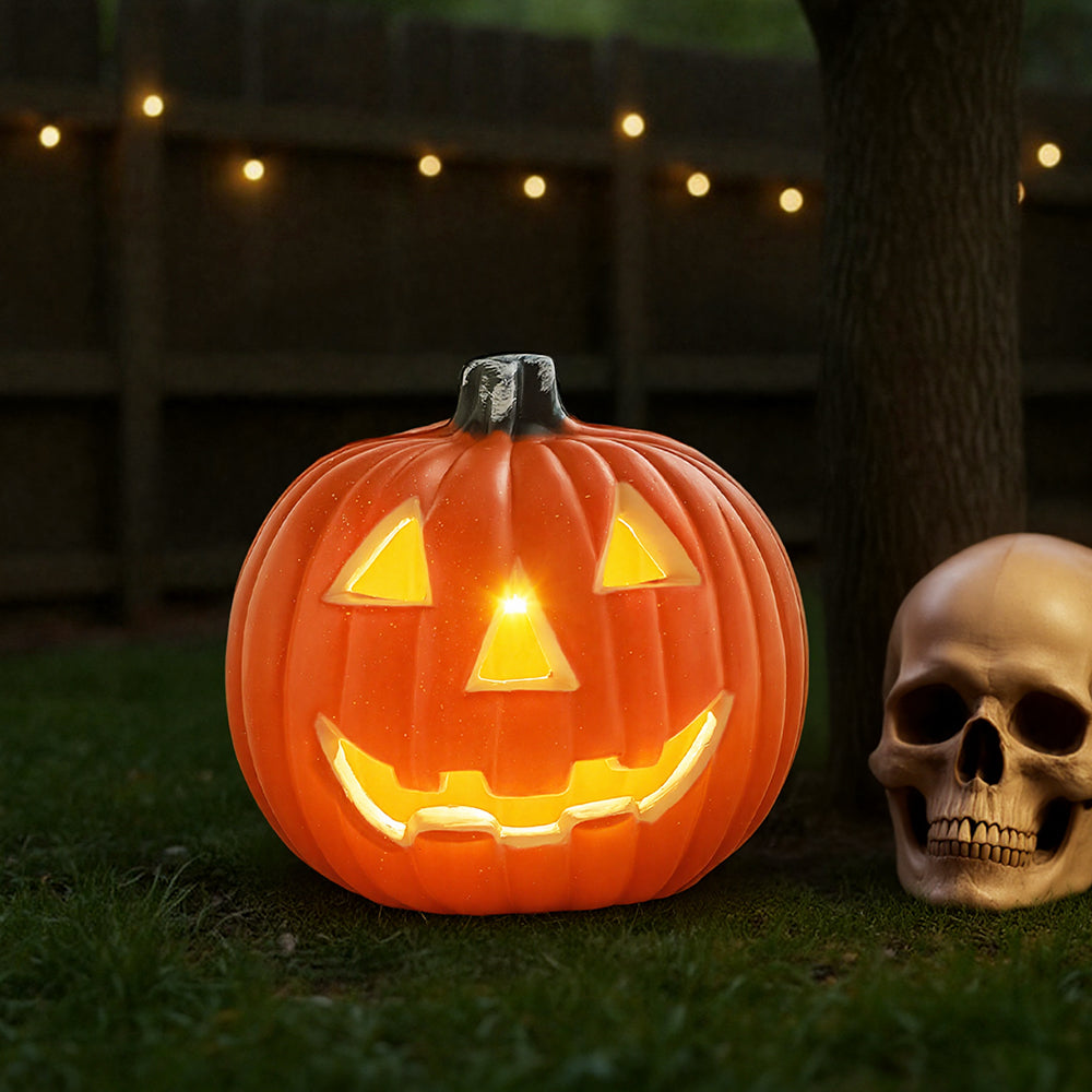 Halloween Pumpkin Jack O Lantern LED Light Up Decor 18cm