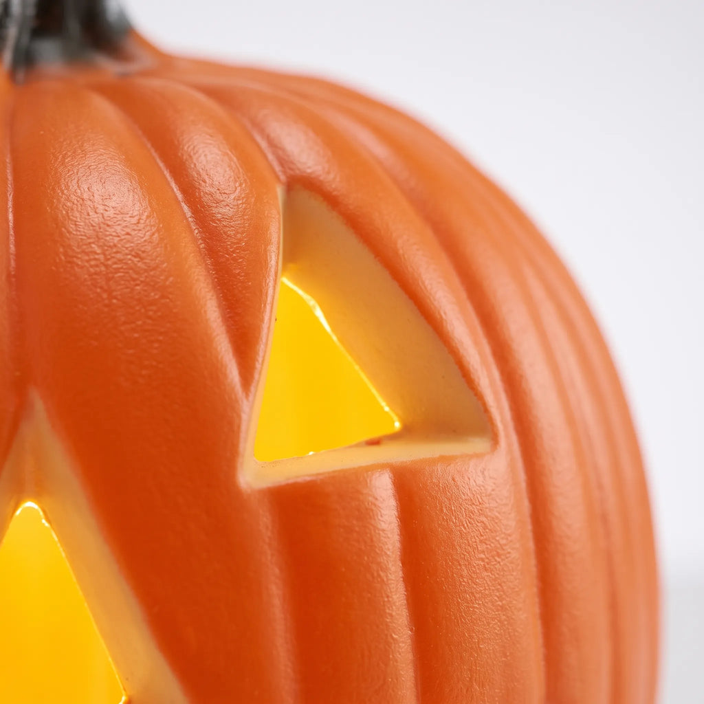 Halloween Pumpkin Jack O Lantern LED Light Up Decor 18cm