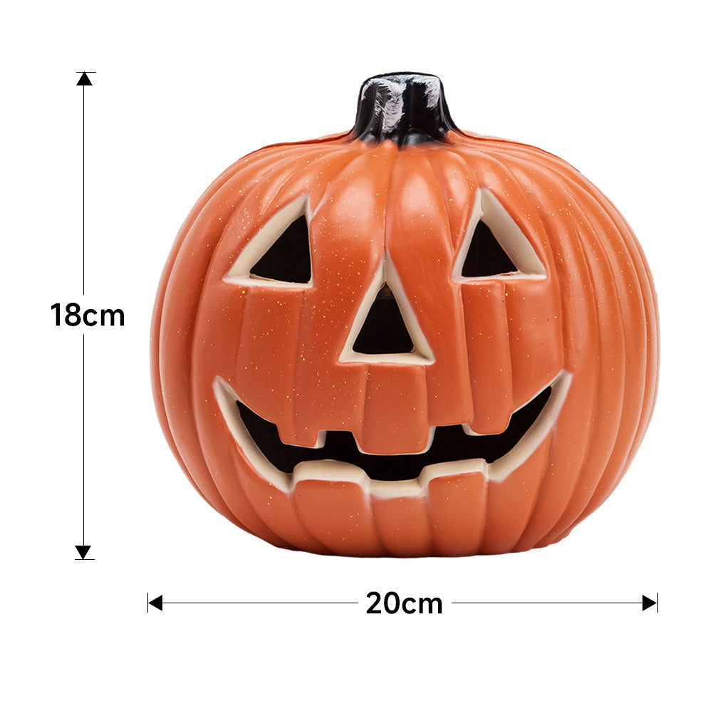 Halloween Pumpkin Jack O Lantern LED Light Up Decor 18cm
