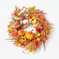 Halloween Pumpkin Wreath Autumn Leaves Front Door Decoration Bow