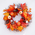 Halloween Pumpkin Wreath with Lights Autumn Leaves Front Door 55cm