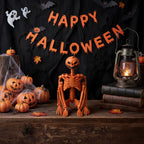 Halloween Skeleton Pumpkin Poseable Jack O Lantern Figure 38cm