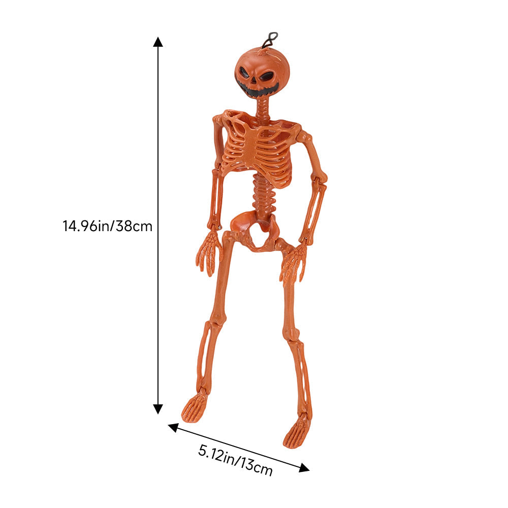 Halloween Skeleton Pumpkin Poseable Jack O Lantern Figure 38cm