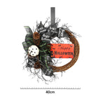 Halloween Wreath Front Door Hanging Decoration with Pumpkin Sign 40cm