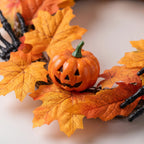 Halloween Wreath with Skeleton Hands and Pumpkins