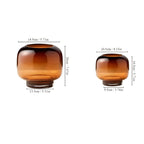 Hand-Blown Amber Glass Vase, Round, for Flowers and Hydroponics