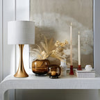 Hand-Blown Amber Glass Vase, Round, for Flowers and Hydroponics