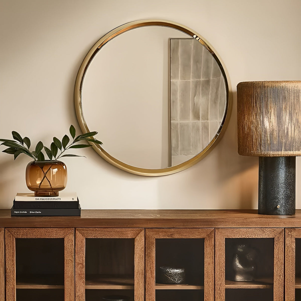 Hand-Blown Amber Glass Vase, Round, for Flowers and Hydroponics
