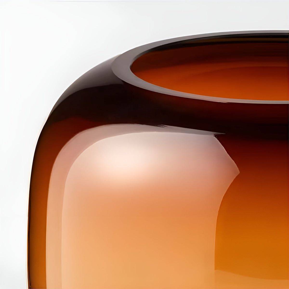 Hand-Blown Amber Glass Vase, Round, for Flowers and Hydroponics