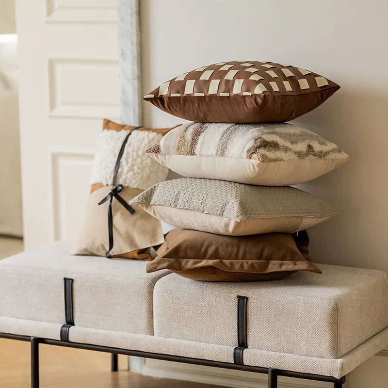 Hand-Woven Leather Cushion Cover Collection By Signor-Welvere
