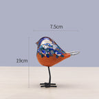 Handblown Glass Bird Sculpture with Metal Legs, 12 cm Wide, 27 cm Tall