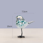 Handblown Glass Bird Sculpture with Metal Legs, 12 cm Wide, 27 cm Tall