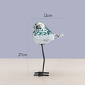 Handblown Glass Bird Sculpture with Metal Legs, 12 cm Wide, 27 cm Tall