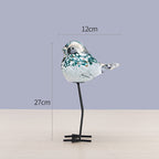Handblown Glass Bird Sculpture with Metal Legs, 12 cm Wide, 27 cm Tall