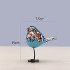 Handblown Glass Bird Sculpture with Metal Legs, 12 cm Wide, 27 cm Tall