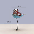 Handblown Glass Bird Sculpture with Metal Legs, 12 cm Wide, 27 cm Tall