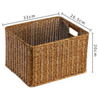 Handcrafted Rectangular Wicker Storage Bin with Cut-Out Handles