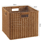 Handcrafted Rectangular Wicker Storage Bin with Cut-Out Handles
