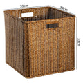 Handcrafted Rectangular Wicker Storage Bin with Cut-Out Handles