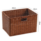 Handcrafted Rectangular Wicker Storage Bin with Cut-Out Handles