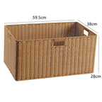 Handcrafted Rectangular Wicker Storage Bin with Cut-Out Handles