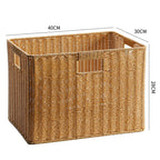 Handcrafted Rectangular Wicker Storage Bin with Cut-Out Handles