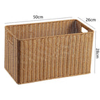 Handcrafted Rectangular Wicker Storage Bin with Cut-Out Handles