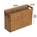Handcrafted Rectangular Wicker Storage Bin with Cut-Out Handles