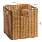 Handcrafted Rectangular Wicker Storage Bin with Cut-Out Handles
