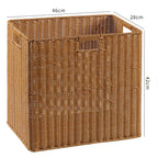 Handcrafted Rectangular Wicker Storage Bin with Cut-Out Handles